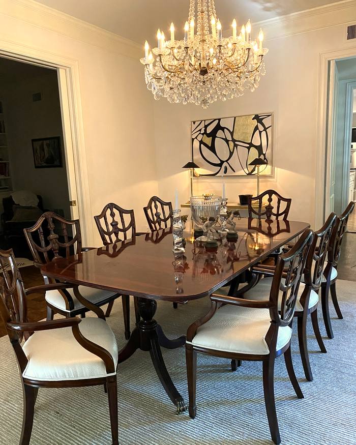 A dining room, after